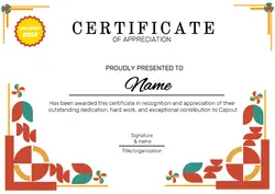 NON-MARKETING CERTIFICATE OF APPRECIATION