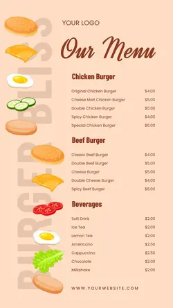 Food Burger Restourant Menu Instagram Story