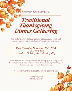 Thanksgiving Invitation Instagram Portrait