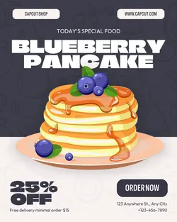 Blueberry Pancake menu promo instagram portrait