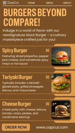 Burger Menu Display Instagram Story