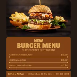 Burger Restaurant Menu Instagram Post