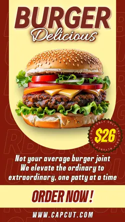 Burger Promotion Instagram Story Maroon Yellow