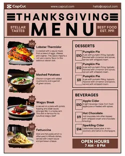 Thanksgiving Menu Instagram Potrait
