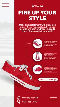 Fashion Red Sneakers Product Display Instagram Red