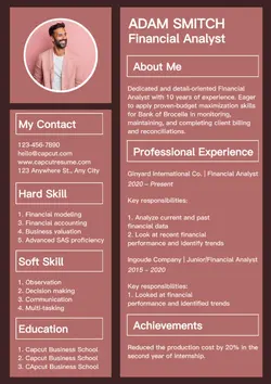 Business Modern Resume Financial Analyst