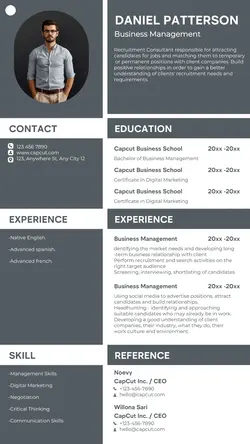 Business Resume Work Experience Management