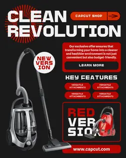 Electronics Vacuum Cleaner Display Instagram Post Black and Red Style