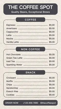 Coffee Shop Menu Display Instagram
