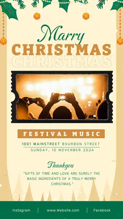 Marry Christmas festival music Instagram story soft layout