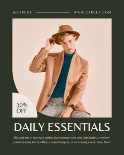 Dark Green Minimalist Fashion Instagram Post