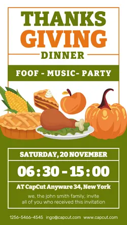 Thanksgiving Happy dinner invitation instagram post
