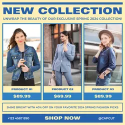 2024 Spring Fashion Minimalist Blue Promotion for Social Media Post