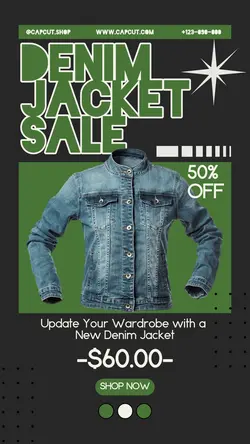 blue denim jacket promotion instagram story