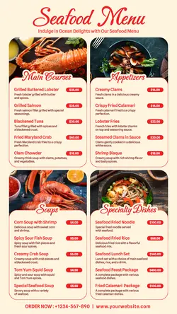 Food and Beverage Seafood Menu Instagram Story