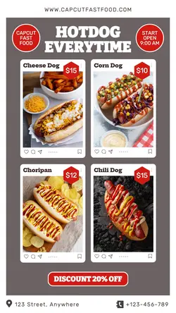 Hotdog Everytime Menu Instagram Story