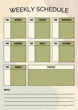 Non-marketing weekly schedule aesthetic green