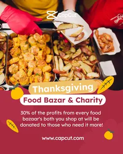 Thanksgiving Food & Beverage Charity Event Donation Instagram Portrait