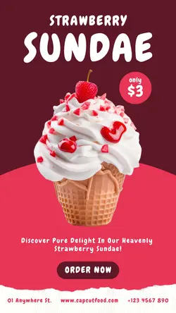 Strawberry Sundae Promotion for Instagram Story