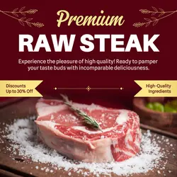 E-Commerce Food Premium Raw Steak Product Display