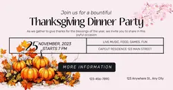 THANKSGIVING DINNER PARTY INVITATION FACEBOOK ADS