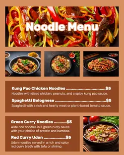 Noodle Menu