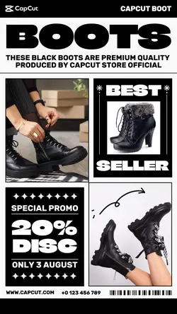 3 Multi-product Image Boots Women's Shoes Promotion Instagram Story White Black