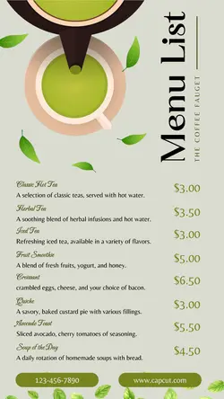 Cafe Menu List Instagram Story