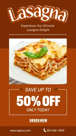 Lasagna Menu Promotion Instagram Story