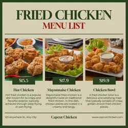 Fried Chicken Menu List Promotion Instagram Post