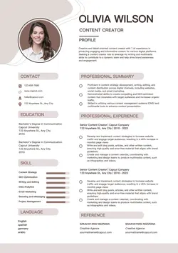 Business Content Creator Resume Modern Navy
