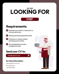 Job Vacancy For Chef Instagram Portrait
