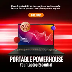 E-commerce Electronics Laptop Product Display Black & Orange