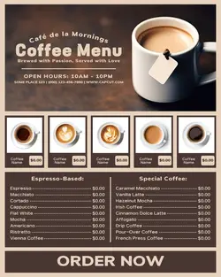 coffee shop menus instagram post