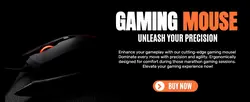 E-commerce Electronics Gaming Mouse Detail Page Black and Orange