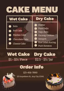 Non-Marketing Menu Cake 