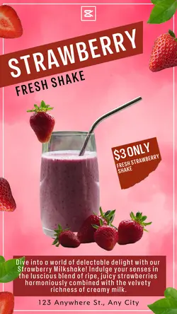 Strawberry Milkshake Instagram Story Pink Simple