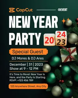 New Year Party 2024 With DJ Instagram Post