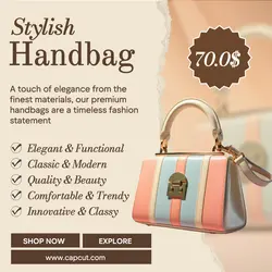 Minimalist template design, fashion bag, brown theme for Instagram posts