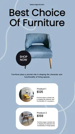 Minimalist Blue Furniture sale Instagram story