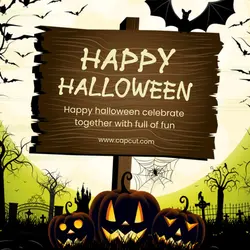 Happy Halloween Illustration Instagram Post Square