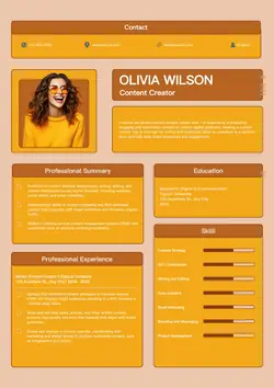 Business Content Creator Resume Modern Navy