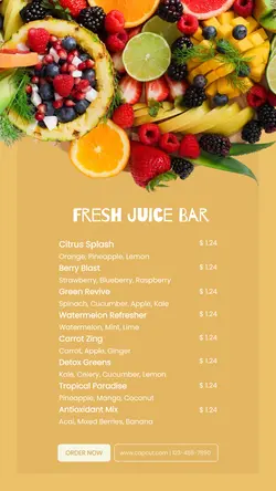 Food Fresh Juice Menu Instagram Story