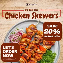 Chicken Skewers Restaurant Menu - IG Post Template