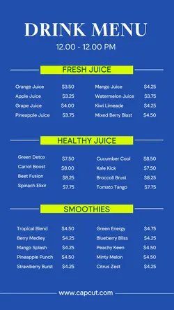 Drink Menu Instagram Story