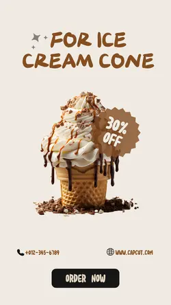 Food Ice Cream Cone 30%Off Instgram Story