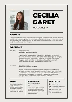 Non-marketing Resume Minimalist Black