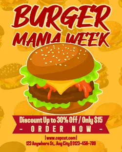 Food Burger Mania Week Promotion Instagram Post
