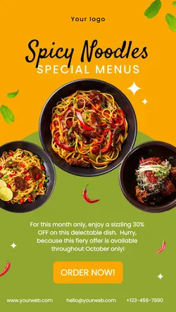 Food Menu Promotion Spicy Noodle Instagram Story