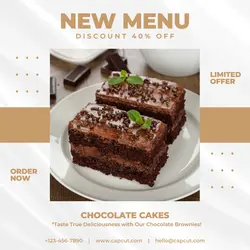 Cake Brownies Promotion Instagram Post Brown And White Minimalist